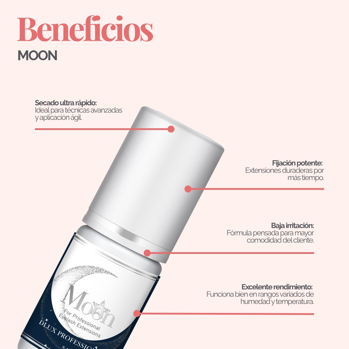 Botella de Moon Adhesive DLUX Universe de 3 ml / 5 ml, adhesivo negro de alta gama para extensiones de pestañas, envase profesional con gotero