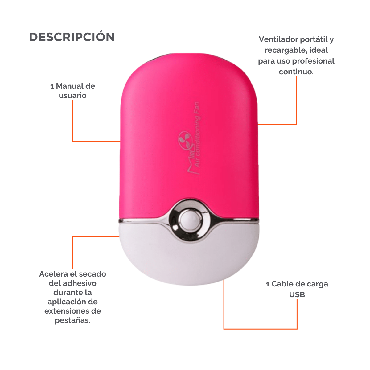 Mini Fan Dlux Professional ventilador USB portátil para curado adhesivo de extensiones de pestañas