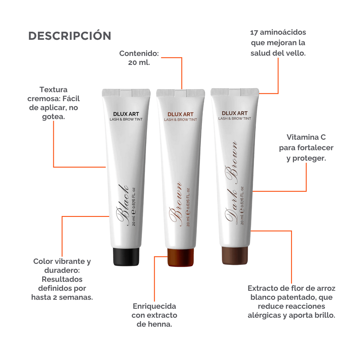 DLUX ART Lash & Brow Tint Brown - Tinte para cejas - Dlux Professional ®