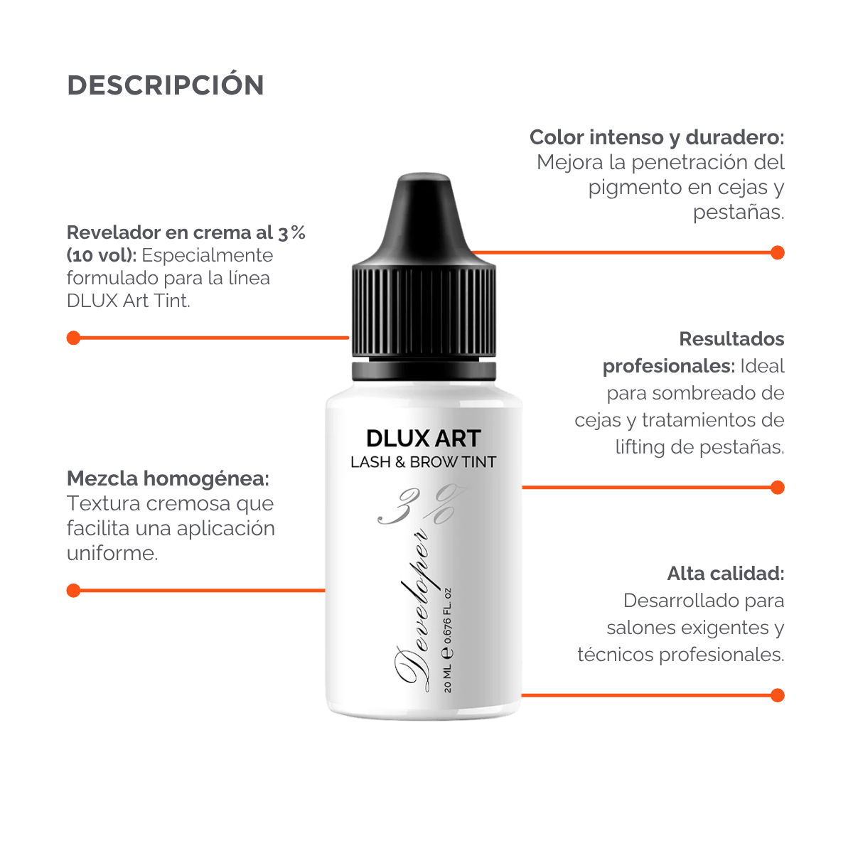 DLUX Art Lash & Tinte Developer 3%, Activador de tinte para cejas y pestañas - Dlux Professional ®