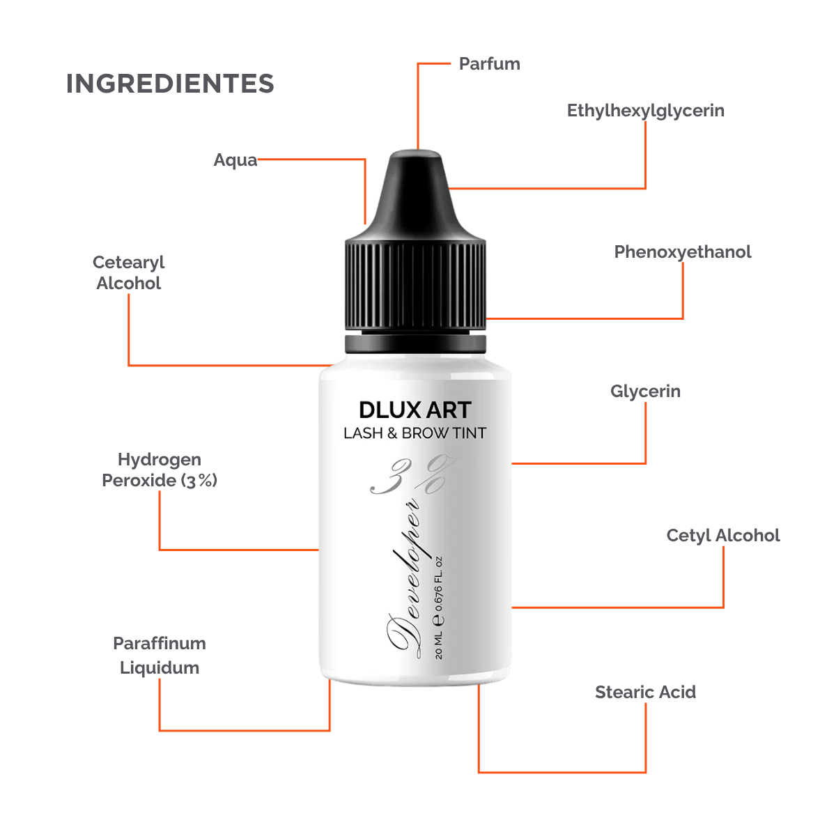 DLUX Art Lash & Tinte Developer 3%, Activador de tinte para cejas y pestañas - Dlux Professional ®