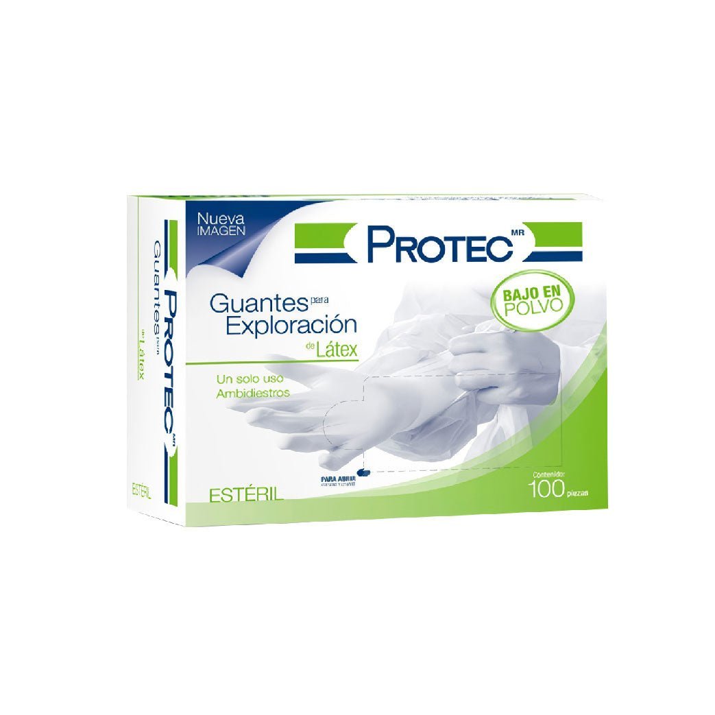 Guante De Latex Ambidiestro No Esteril Mediano 100pz Protec - Dlux Professional ®