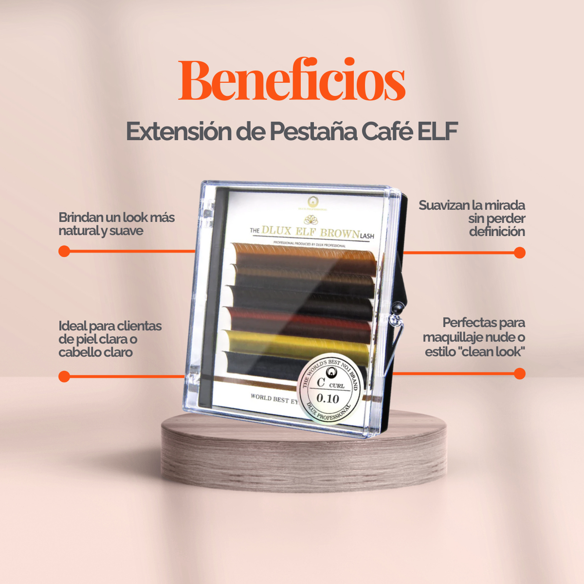 DLUX Professional Poetic Brown Lash extensiones de pestañas color café premium para uso profesional