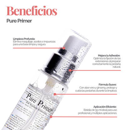 Pure Primer DLUX Preparador Extensiones Pestañas Limpieza Profesional Adhesión Alta Calidad