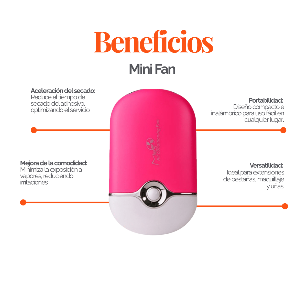 Mini Fan Dlux Professional ventilador USB portátil para curado adhesivo de extensiones de pestañas