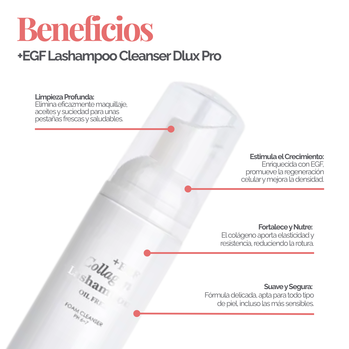 EGF Collagen Lashampoo Cleanser espuma limpiadora profesional para extensiones de pestañas 50ml