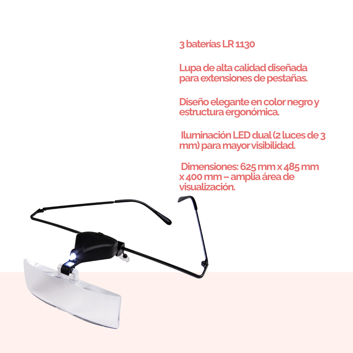 Magnifier Glass DLUX Professional – Lupa iluminada con LEDs para extensiones de pestañas