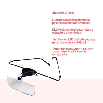 Magnifier Glass DLUX Professional – Lupa iluminada con LEDs para extensiones de pestañas