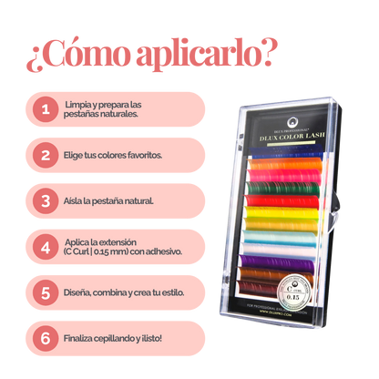 DLUX Professional Color Lash extensiones de pestañas de color premium para look creativo