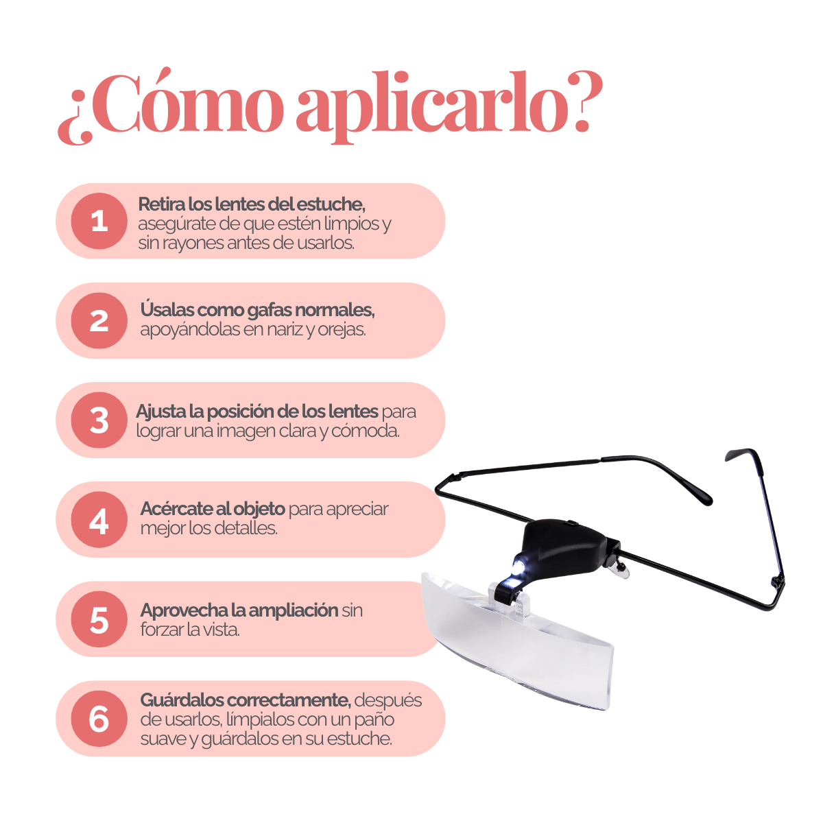 Magnifier Glass DLUX Professional – Lupa iluminada con LEDs para extensiones de pestañas