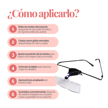 Magnifier Glass DLUX Professional – Lupa iluminada con LEDs para extensiones de pestañas