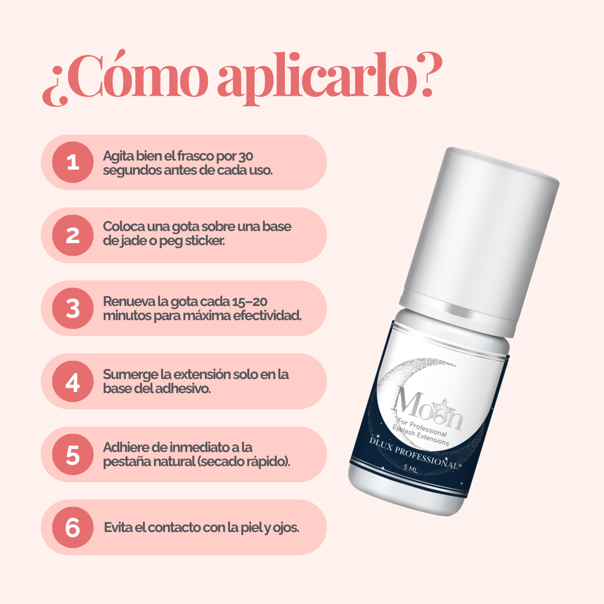 Botella de Moon Adhesive DLUX Universe de 3 ml / 5 ml, adhesivo negro de alta gama para extensiones de pestañas, envase profesional con gotero