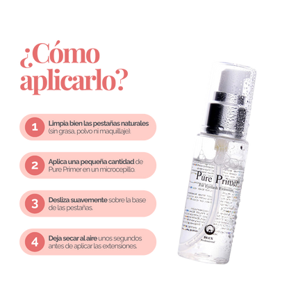 Pure Primer DLUX Preparador Extensiones Pestañas Limpieza Profesional Adhesión Alta Calidad
