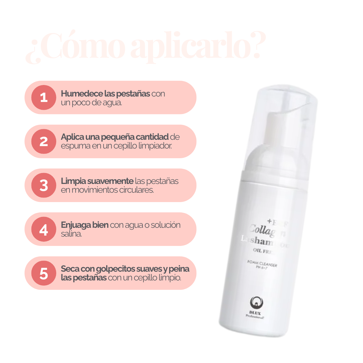 EGF Collagen Lashampoo Cleanser espuma limpiadora profesional para extensiones de pestañas 50ml
