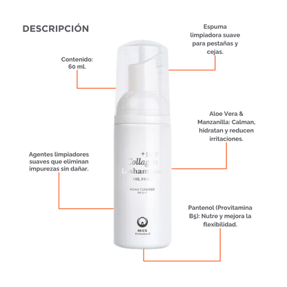 EGF Collagen Lashampoo Cleanser espuma limpiadora profesional para extensiones de pestañas 50ml