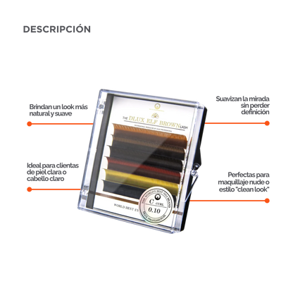 DLUX Professional Poetic Brown Lash extensiones de pestañas color café premium para uso profesional