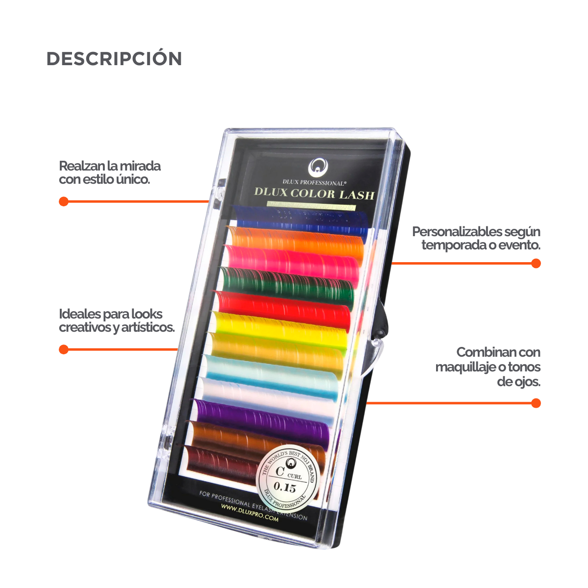 DLUX Professional Color Lash extensiones de pestañas de color premium para look creativo
