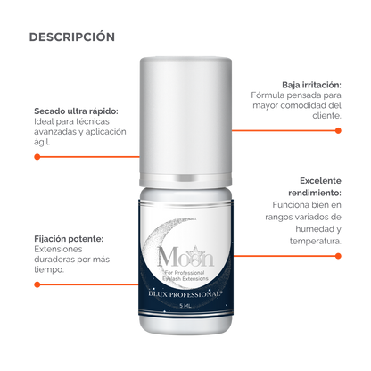Botella de Moon Adhesive DLUX Universe de 3 ml / 5 ml, adhesivo negro de alta gama para extensiones de pestañas, envase profesional con gotero
