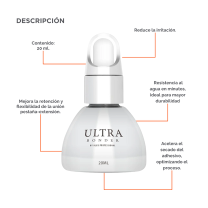 Ultra Bonder DLUX Professional bond sealant extensión pestañas retención prolongada bajo humo secado rápido flexible ojos sensibles