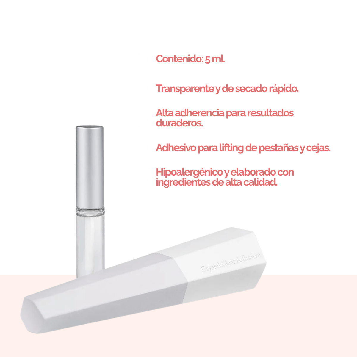 Lift Adhesive Dlux Professional – fórmula clara y suave para lash lift profesional, envase transparente de 5 ml, ideal para ojos sensibles
