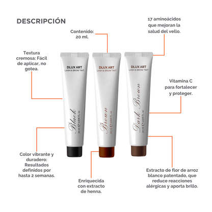 DLUX ART Lash & Brow Tint Brown - Tinte para cejas - Dlux Professional ®