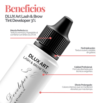 DLUX Art Lash & Tinte Developer 3%, Activador de tinte para cejas y pestañas - Dlux Professional ®