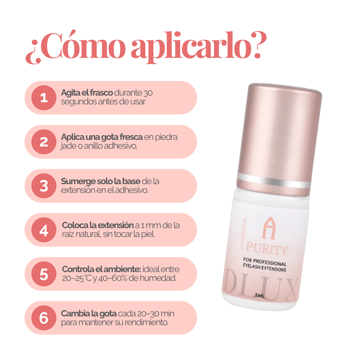 Adhesivo de extensiones de pestañas Purity Alpha Dlux Professional; envase negro de 3 ml/5 ml; destaca por secado ultra rápido, alta retención y fórmula profesional perfecta para volumen y mega volumen
