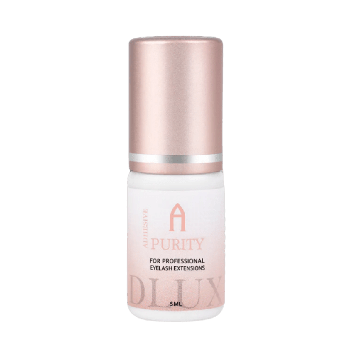 Adhesivo de extensiones de pestañas Purity Alpha Dlux Professional; envase negro de 3 ml/5 ml; destaca por secado ultra rápido, alta retención y fórmula profesional perfecta para volumen y mega volumen