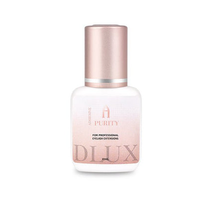 Adhesivo de extensiones de pestañas Purity Alpha Dlux Professional; envase negro de 3 ml/5 ml; destaca por secado ultra rápido, alta retención y fórmula profesional perfecta para volumen y mega volumen